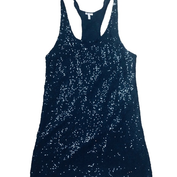 VTG Y2K Victoria’s Secret VS Black Sequin Sparkle Mini Slip Dress M Racerback - Picture 2 of 9